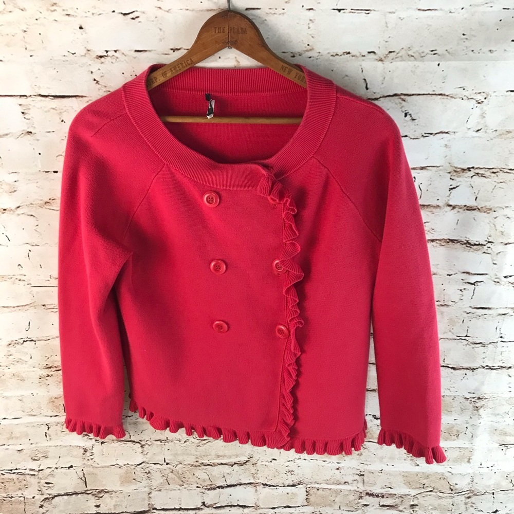 J.Crew Ruffled Double Button Sweater